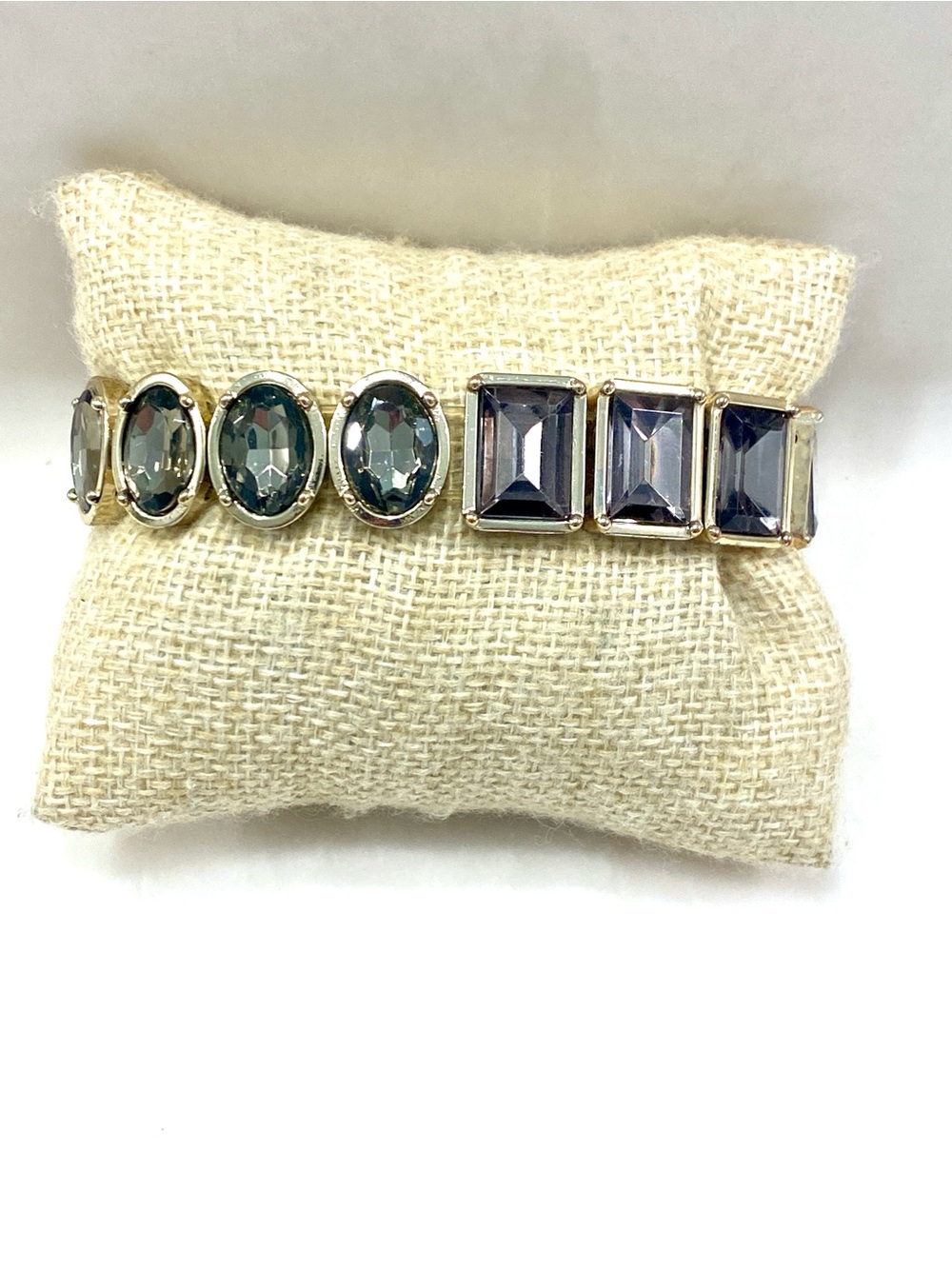 Gold Bracelet with Smoky Gray Gemstone Accents